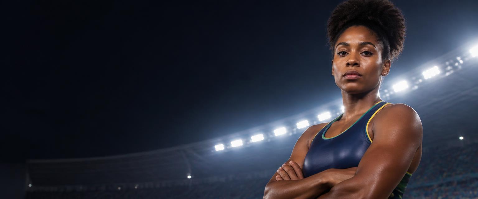 Atleta brasileira em estádio internacional